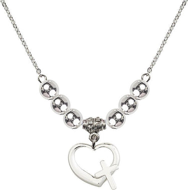 Heart Cross Crystal Necklace | 1/2 inch | 6mm Beads | N32-4207