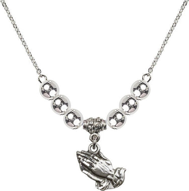 Praying Hands Crystal Necklace | 1/2 inch | 6mm Beads | N32-4219