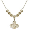 Four Way Medal Crystal Necklace | 7/8 inch | 6mm Beads   14kt Gold Filled