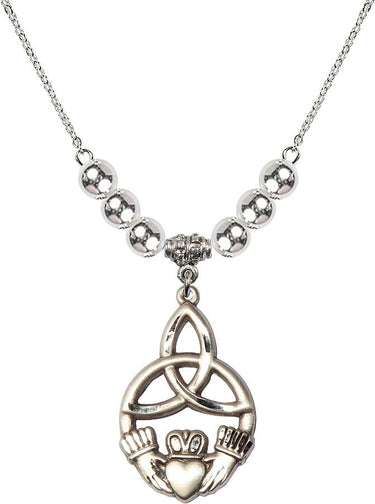 Irish Knot Claddagh Crystal Necklace | 1 1/4 inch | 6mm Beads | N32-5102