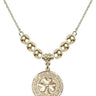 Shamrock w/ Celtic Border Crystal Necklace | 3/4 inch | 6mm Beads   14kt Gold Filled