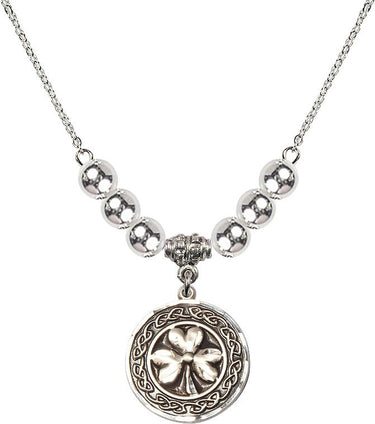 Shamrock Celtic Border Crystal Necklace | 3/4 inch | 6mm Beads | N32-5106