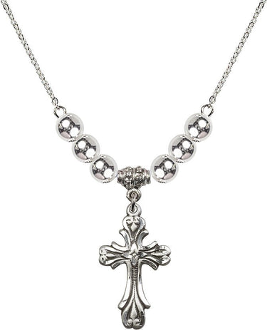 Beads Cross Crystal Necklace | 1 inch | 6mm Beads