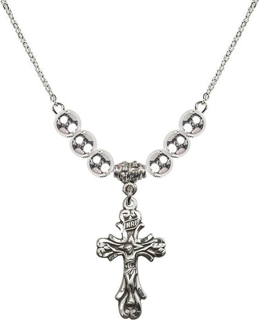 Beads Crucifix Crystal Necklace | 1 inch | 6mm Beads | N32-5421