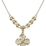 Four Way Medal Crystal Necklace | 3/4 inch | 6mm Beads   14kt Gold Filled