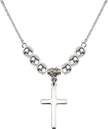 Birthstone Cross Crystal Necklace | 7/8 inch | 6mm Beads | N32-5670