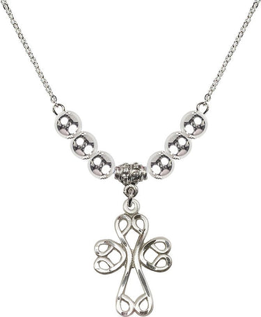 Scroll Cross Crystal Necklace | 1 inch | 6mm Beads | N32-5998