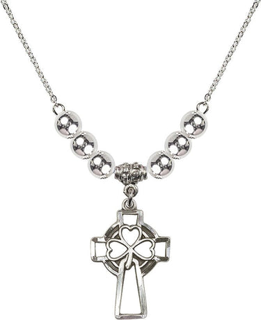 Shamrock Cross Crystal Necklace | 1 inch | 6mm Beads | N32-5999
