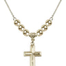 Cross Crystal Necklace | 1 1/8 inch | 6mm Beads   14kt Gold Filled
