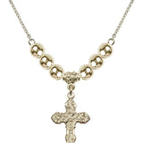 Cross Crystal Necklace | 1 inch | 6mm Beads   14kt Gold Filled