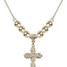 Cross Crystal Necklace | 1 inch | 6mm Beads   14kt Gold Filled