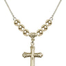 Cross Crystal Necklace | 1 1/8 inch | 6mm Beads   14kt Gold Filled