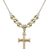 Cross Crystal Necklace | 1 inch | 6mm Beads   14kt Gold Filled