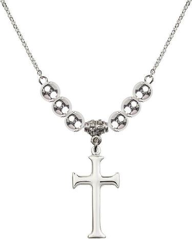 Cross Crystal Necklace | N32-6008GF/18RG | 1 inch | 6mm Beads
