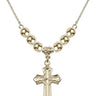 Cross Crystal Necklace | 1 1/8 inch | 6mm Beads   14kt Gold Filled