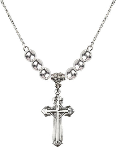 Cross Crystal Necklace | N32-6012GF/18RG | 1 1/8 inch | 6mm Beads