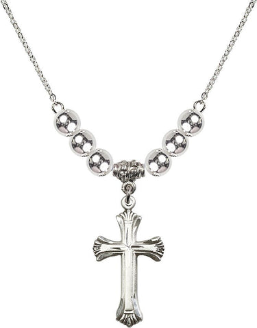 Cross Crystal Necklace | N32-6013GF/18RG | 1 1/8 inch | 6mm Beads