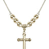 Cross Crystal Necklace | 1 inch | 6mm Beads   14kt Gold Filled