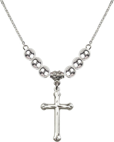 Cross Crystal Necklace | N32-6022GF/18RG | 1 inch | 6mm Beads