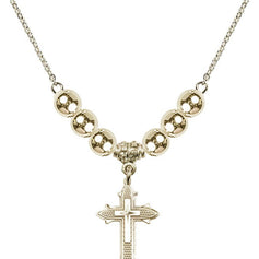 Cross Crystal Necklace | 7/8 inch | 6mm Beads   14kt Gold Filled
