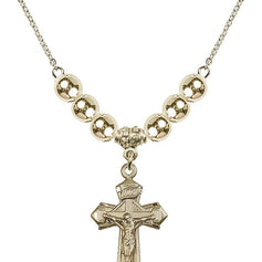 Crucifix Crystal Necklace | 1 1/8 inch | 6mm Beads   14kt Gold Filled