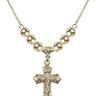 Crucifix Crystal Necklace | 1 1/8 inch | 6mm Beads   14kt Gold Filled