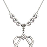 Adoption Heart Crystal Necklace | 1 1/8 inch | 6mm Beads   Sterling Silver