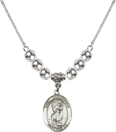 Saint Christopher Crystal Necklace | 3/4 inch | 6mm Beads | N32-8022