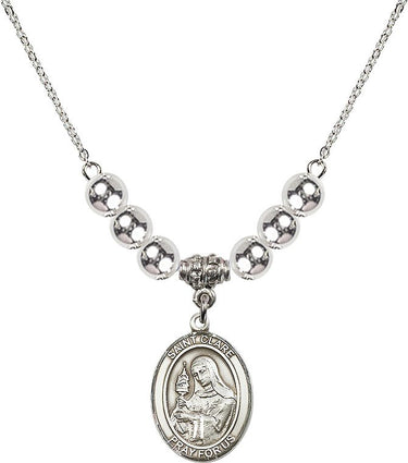Saint Clare of Assisi Crystal Necklace | 3/4 inch | 6mm Beads | N32-8028