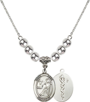 Collar de cristal con la imagen de San Lucas Apóstol y Médico | 1,9 cm | Cuentas de 6 mm