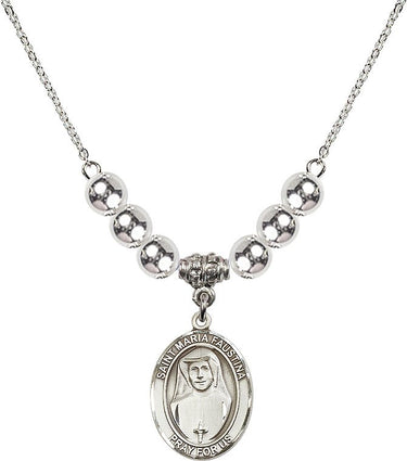Collar de cristal Santa María Faustina | 1,9 cm | Cuentas de 6 mm | N32-8069