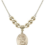 Saint Michael the Archangel Crystal Necklace | 3/4 inch | 6mm Beads   14kt Gold Filled