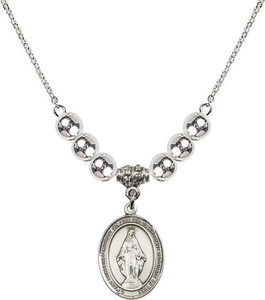 Beads Miraculous Medal Crystal Necklace | 3/4 inch | 6mm Beads | N32-8078
