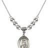 Saint Peregrine Crystal Necklace | 3/4 inch | 6mm Beads   Sterling Silver