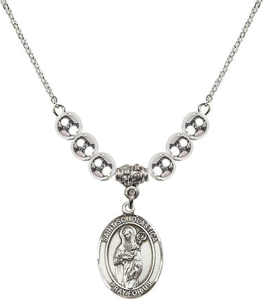 Saint Scholastica Crystal Necklace | 3/4 inch | 6mm Beads