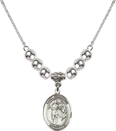 Saint Sebastian Crystal Necklace | 3/4 inch | 6mm Beads