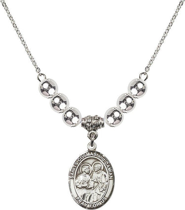 Saints Cosmas & Damian Crystal Necklace | 3/4 inch | 6mm Beads | N32-8132