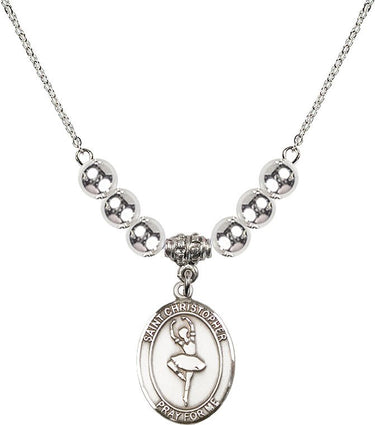 Collar de Cristal con San Cristóbal Bailando | 1,9 cm | Cuentas de 6 mm | N32-8143