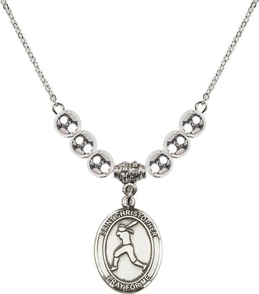Collar de Cristal con Softbol de San Cristóbal | 1.9 cm | Cuentas de 6 mm | N32-8145