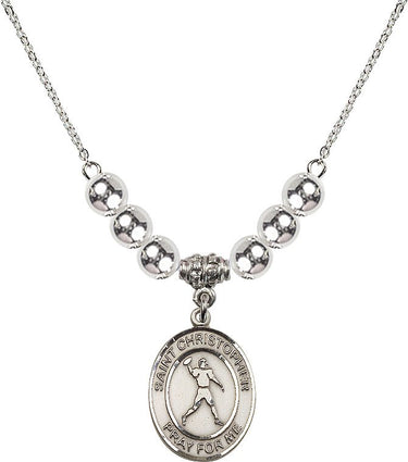 Saint Christopher Christopher/Football Crystal Necklace | 3/4 inch | N32-8151
