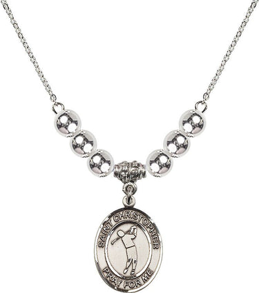 Collar de cristal de San Cristóbal de Golf | 1,9 cm | Cuentas de 6 mm | N32-8152