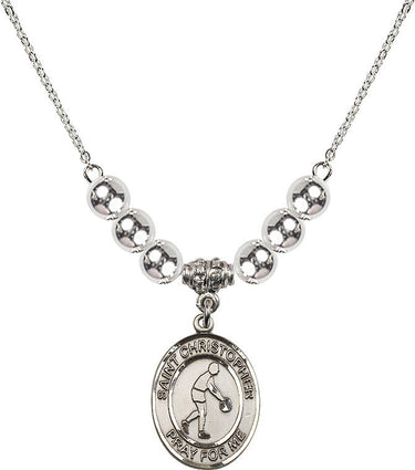 Collar de baloncesto de cristal de San Cristóbal | 1.9 cm | Cuentas de 6 mm | N32-8153