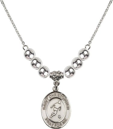 Collar de fútbol de cristal de San Cristóbal | 1,9 cm | Cuentas de 6 mm | N32-8154