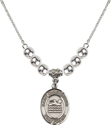 Collar de Natación de Cristal de San Cristóbal | 3/4 pulgada | Cuentas de 6mm | N32-8157
