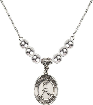 Collar de cristal de béisbol de San Sebastián | 1,9 cm | Cuentas de 6 mm | N32-8160
