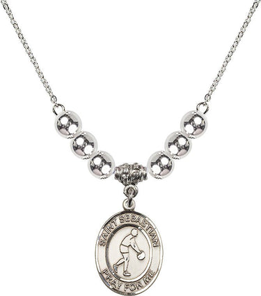Collar de cristal de baloncesto de San Sebastián | 19 mm | Cuentas de 6 mm | N32-8163