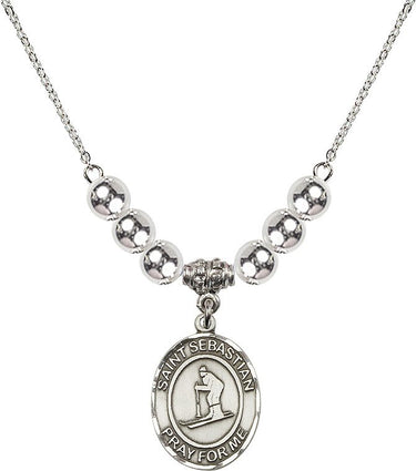 Collar de esquí de San Sebastián con cristal | 1,9 cm | Cuentas de 6 mm | N32-8169