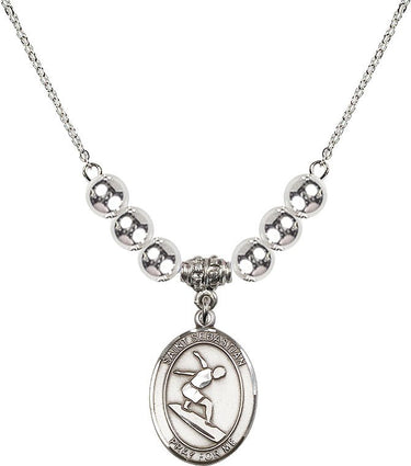 Collar de cristal de San Sebastián para surfistas | 1.9 cm | Cuentas de 6 mm | N32-8175