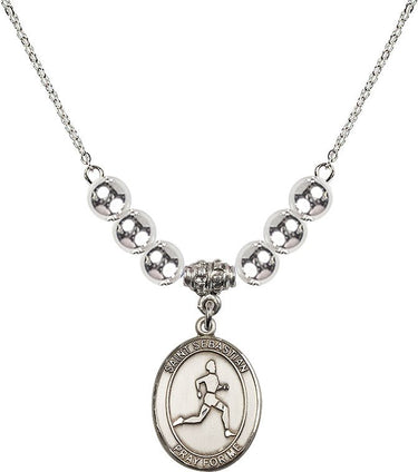 Collar de cristal con pista y campo de San Sebastián | 1,9 cm | Cuentas de 6 mm | N32-8176