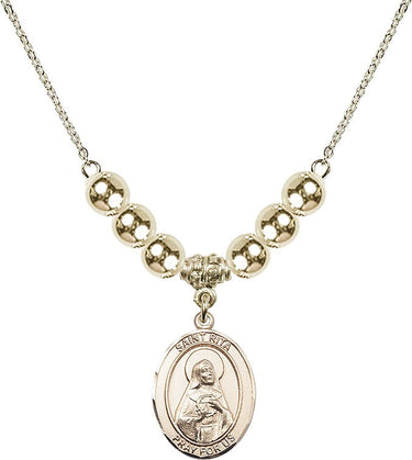 Saint Rita of Cascia Baseball Crystal Necklace | 3/4 inch | 6mm Beads